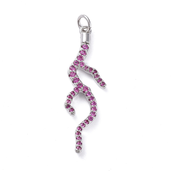 

PandaHall Brass Micro Pave Cubic Zirconia Pendants, Long-Lasting Plated, Branch, Hot Pink, Real Platinum Plated, 34.1x10x2.9mm, Hole: 3.1mm...