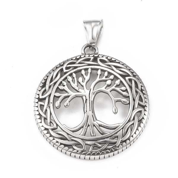 

PandaHall 304 Stainless Steel Pendants, Flat Round with Tree of Life Pattern, Antique Silver, 41x37x3mm, Hole: 4x8mm 304 Stainless Steel...