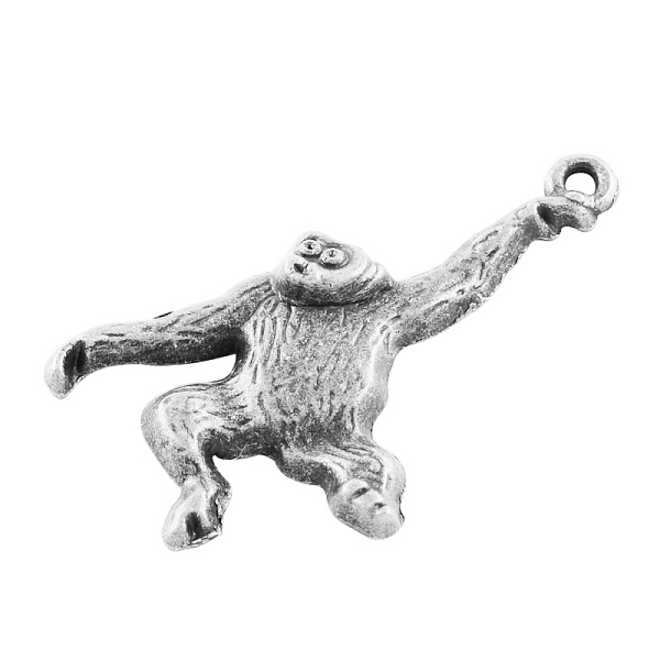 

PandaHall Tibetan Style Alloy Orangutan Pendants, Cadmium Free & Lead Free, Antique Silver, 26x30x4mm, Hole: 2mm Alloy Monkey