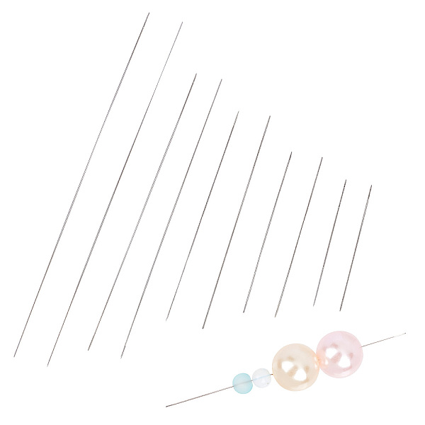 PandaHall GORGECRAFT 10Pcs 5 Sizes Big Eye Beading Needles Steel Sewing Needles 4.5cm 5.7cm 7.5cm 10cm 12.5cm Long Collapsible Stainless...