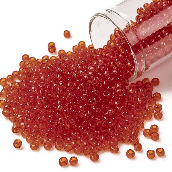 

PandaHall TOHO Round Seed Beads, Japanese Seed Beads, (5) Transparent Light Siam Ruby, 8/0, 3mm, Hole: 1mm, about 222pcs/10g Glass Red