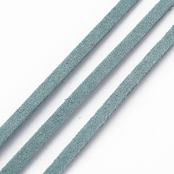 

PandaHall Faux Suede Cords, Faux Suede Lace, Cadet Blue, 1/8 inch(3mm)x1.5mm, about 100yards/roll(91.44m/roll) Faux Suede Cyan