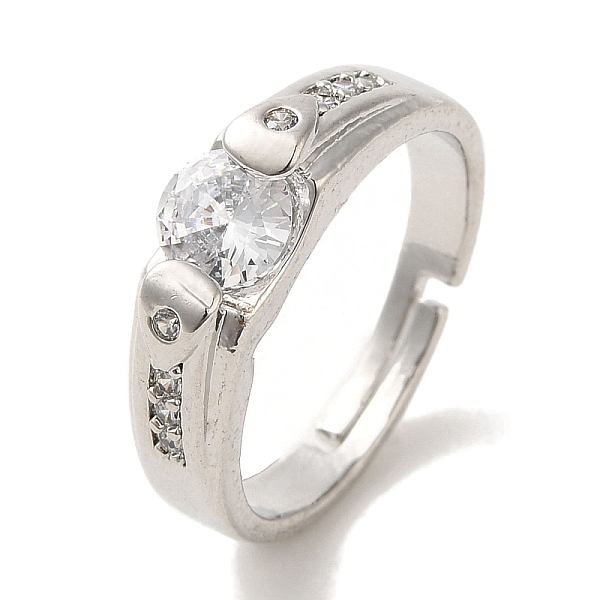 

PandaHall Brass Micro Pave Cubic Zirconia Rings for Women, Long-Lasting Plated, Platinum, US Size 8 1/2(18.5mm) Brass+Cubic Zirconia Clear