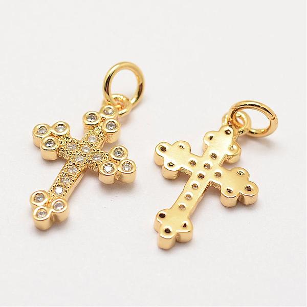 

PandaHall Brass Micro Pave Grade AAA Cubic Zirconia Pendants, Long-Lasting Plated, Cross, Cadmium Free & Nickel Free & Lead Free, Real 18K...