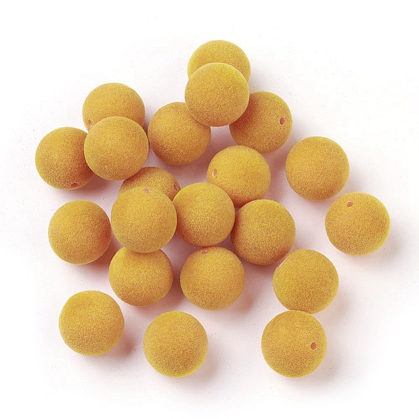 

PandaHall Flocky Acrylic Beads, Half Drilled, Round, Goldenrod, 16mm, Hole: 1.6mm Acrylic Round Gold
