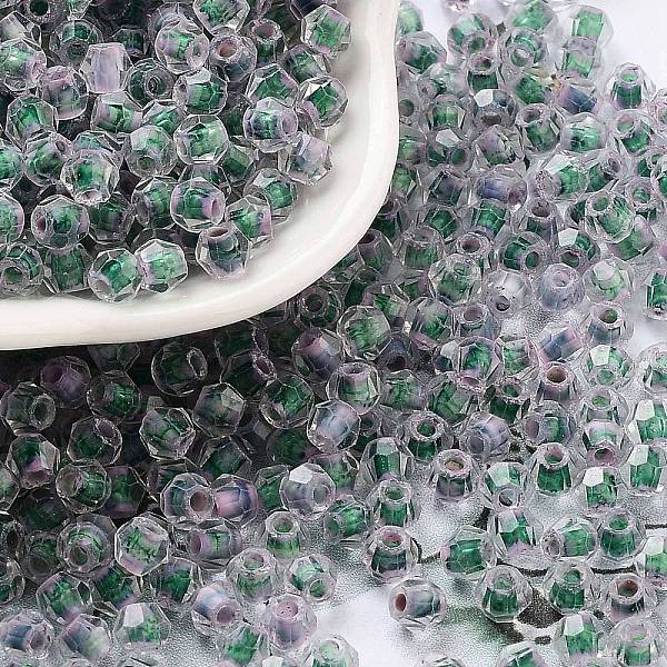 

PandaHall Glass Seed Beads, Inside Colours, Bicone, Dark Green, 4.5x3.5mm, Hole: 1.4mm, about 5625pcs/pound Glass Bicone