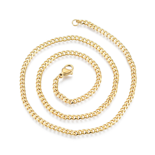 

PandaHall Men's 201 Stainless Steel Cuban Link Chain Necklace, Golden, 15.75 inch(40cm), Wide: 3mm 201 Stainless Steel