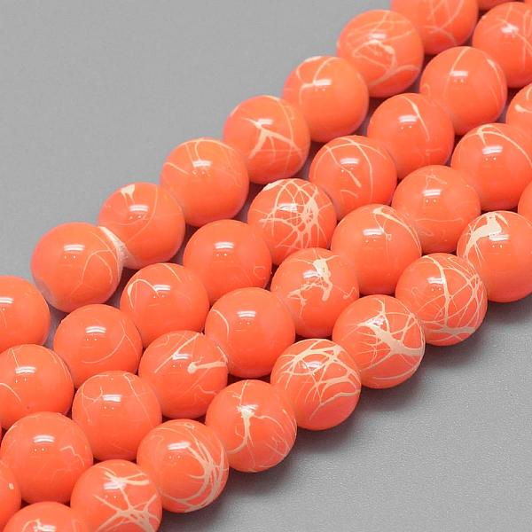

PandaHall Drawbench Glass Beads Strands, Baking Painted, Dyed, Round, Orange Red, 10mm, Hole: 1.5mm, about 80~85pcs/strand, 31.4 inch Glass...