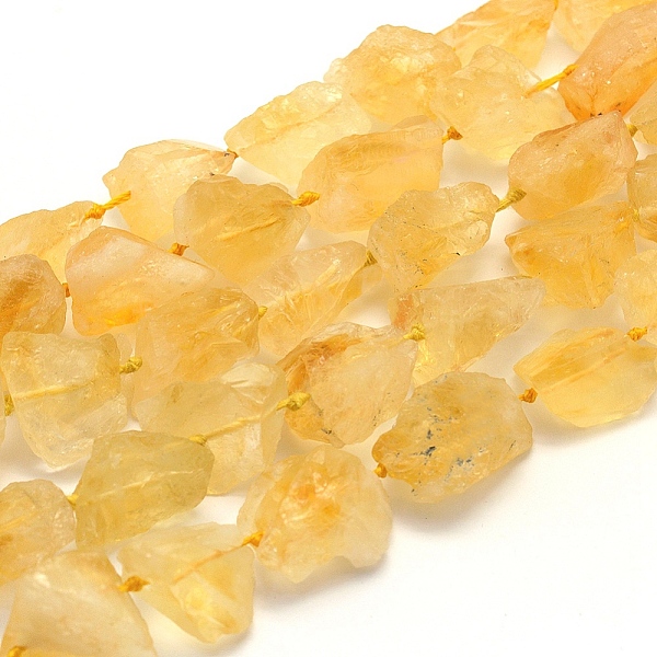

PandaHall Rough Raw Natural Citrine Beads Strands, Nuggets, 14~24x10~20mm, Hole: 1mm, 16.5 inch(41.9cm) Citrine Nuggets