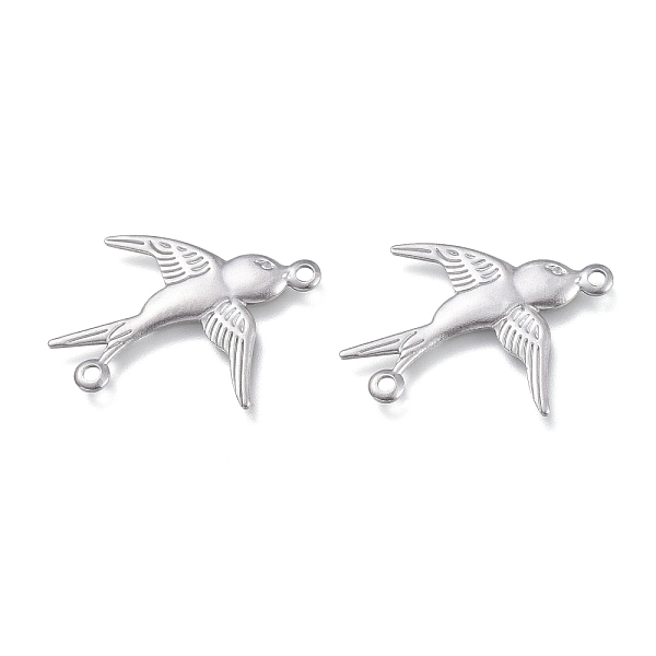 

PandaHall 201 Stainless Steel Links Connectors, Swallow, Stainless Steel Color, 17.5x19.5x0.8mm, Hole: 1mm 201 Stainless Steel Bird
