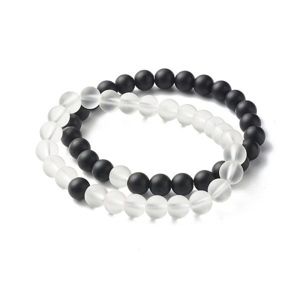 

PandaHall Synthetic Quartz Crystal Beads and Synthetic Black Stone Beads Stretch Bracelets Set for Girl Women Gift, Inner Diameter: 2-3/8..., Multicolor