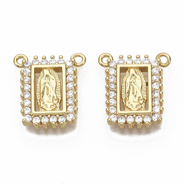 

PandaHall Brass Micro Pave Cubic Zirconia Pendants, Nickel Free, Rectangle with Virgin Mary, Clear, Real 16K Gold Plated, 16x14.5x2.5mm...
