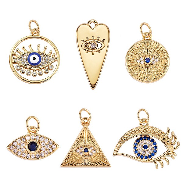 

PandaHall 6Pcs 6 Style Brass Micro Pave Cubic Zirconia Pendants, Long-Lasting Plated, with Enamel, Cadmium Free & Lead Free, Mixed Shapes..., Multicolor