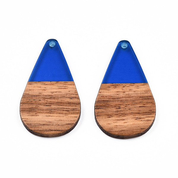 

PandaHall Transparent Resin & Walnut Wood Pendants, Teardrop Shape Charm, Blue, 38x22x3mm, Hole: 2mm Resin+Wood Teardrop Blue