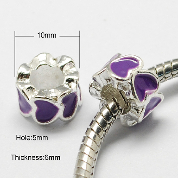 

PandaHall Alloy Enamel European Beads, Large Hole Beads, Column, Silver Color Plated, Dark Violet, 10x6mm, Hole: 5mm Alloy+Enamel Column..., Purple