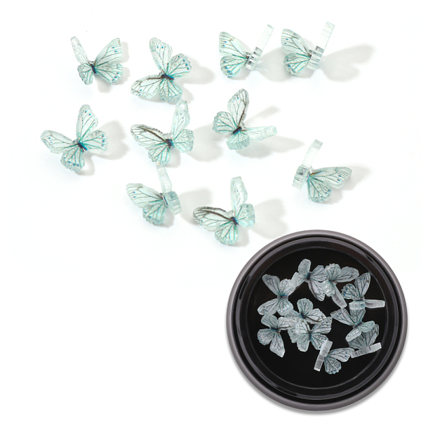 

PandaHall 3D Resin Cabochons, Nail Art Studs, Nail Art Decoration Accessories, Butterfly, Aqua, 7.5x7~8x2~3mm, 10pcs/box Resin Butterfly..., Cyan