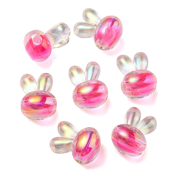 

PandaHall UV Plating Rainbow Iridescent Acrylic Beads, Two Tone Bead in Bead, Rabbit Head, Deep Pink, 20x15x13mm, Hole: 3mm Acrylic Rabbit