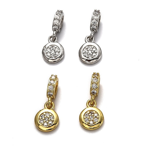 

PandaHall Brass Micro Pave Clear Cubic Zirconia European Dangle Charms, Large Hole Pendants, Long-Lasting Plated, Flat Round, Mixed Color...