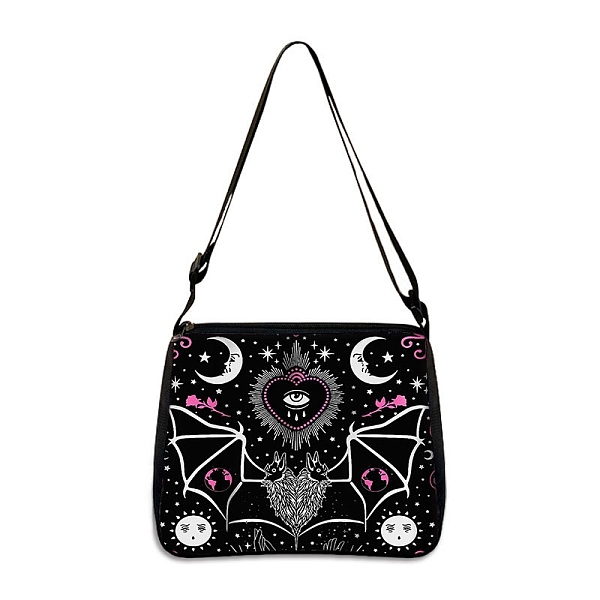 

PandaHall Polyester Bag, Gothic Style Adjustable Shoulder Bag for Wiccan Lovers, Bat, 30x25cm Polyester Bat