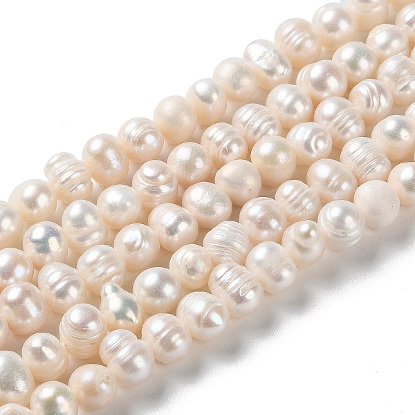 

PandaHall Natural Cultured Freshwater Pearl Beads Strands, Potato, Grade AB+, PapayaWhip, 6~7x7~8mm, Hole: 0.6mm, about 47pcs/strand, 12.99..., Orange