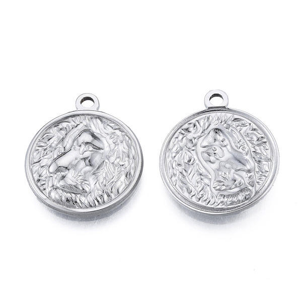 

PandaHall 201 Stainless Steel Pendants, Flat Round with Human, Stainless Steel Color, 24x20.5x2.5mm, Hole: 2mm 201 Stainless Steel Flat...