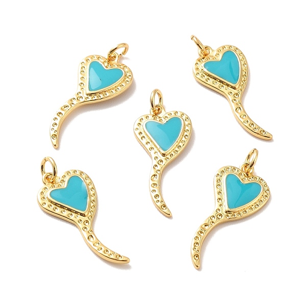 

PandaHall Rack Plating Brass Enamel Pendants, Cadmium Free & Lead Free & Nickle Free, with Jump Ring, Heart, Real 18K Gold Plated...