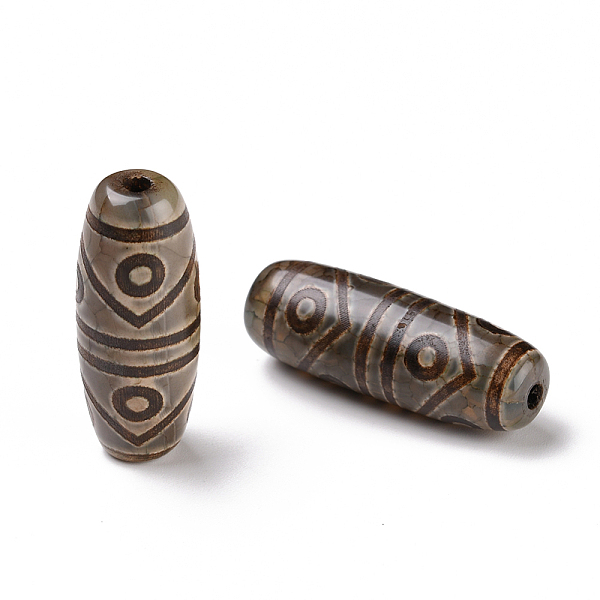

PandaHall Tibetan Style dZi Beads, Natural Agate Beads, Dyed & Heated, Oval, 8-Eye, 28.5~32x10~12.5mm, Hole: 1.5~3mm Tibetan Agate Oval