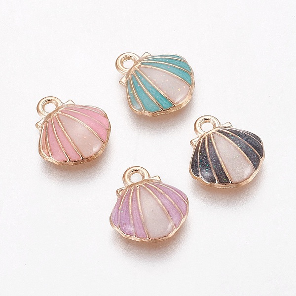 

PandaHall Alloy Enamel Charms, Shell, Light Gold, Mixed Color, 12.5x11.5x3mm, Hole: 1.4mm Alloy+Enamel Shell Shape Multicolor