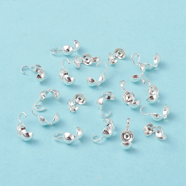 

PandaHall Brass Bead Tips, Calotte Ends, Clamshell Knot Cover, Round Shape, Silver, 10x5mm, Hole: 0.9mm, Inner Diameter: 4.5mm, 20pcs/bag...