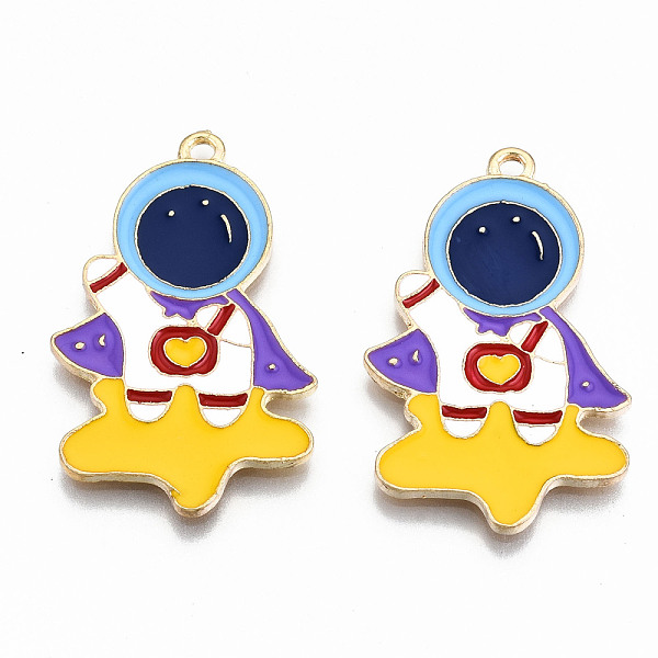 

PandaHall Alloy Enamel Pendants, Cadmium Free & Lead Free, Spaceman with Star, Light Gold, Colorful, 32.5x20.5x1.5mm, Hole: 1.6mm...