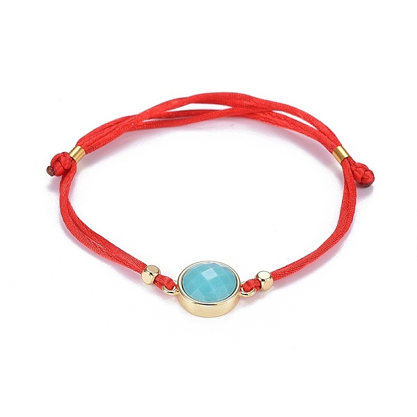 

PandaHall Adjustable Nylon Cord Bracelets, with Brass and Natural & Synthetic Mixed Stone Links and Brass Cube Beads, Lead Free & Cadmium..., Multicolor