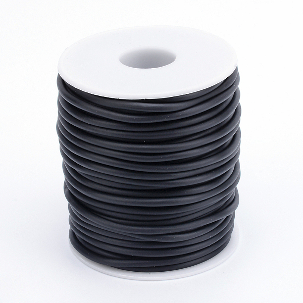 

PandaHall PVC Tubular Solid Synthetic Rubber Cord, No Hole, Wrapped Around White Plastic Spool, Black, 3mm, about 218.72 yards(200m)/roll...