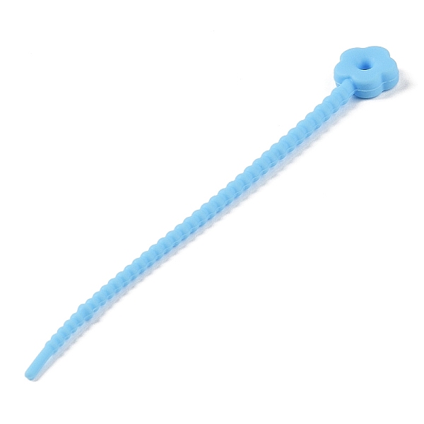 

PandaHall Flower Shape Silicone Cable Zip Ties, Cord Organizer Strap, for Wire Management, Light Sky Blue, 130x14x5mm Silicone Flower