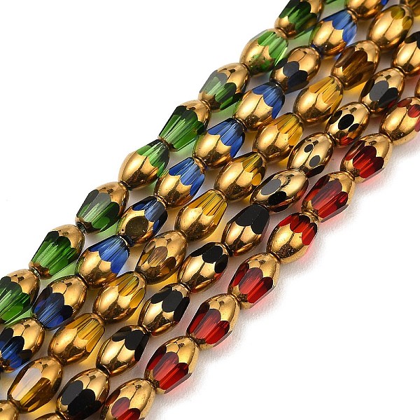 

PandaHall Faceted Electroplate Glass Beads Strands, Golden Plated, Oval, Mixed Color, 6.5~7x4mm, Hole: 0.8mm, about 50pcs/strand, 13.39''..., Multicolor