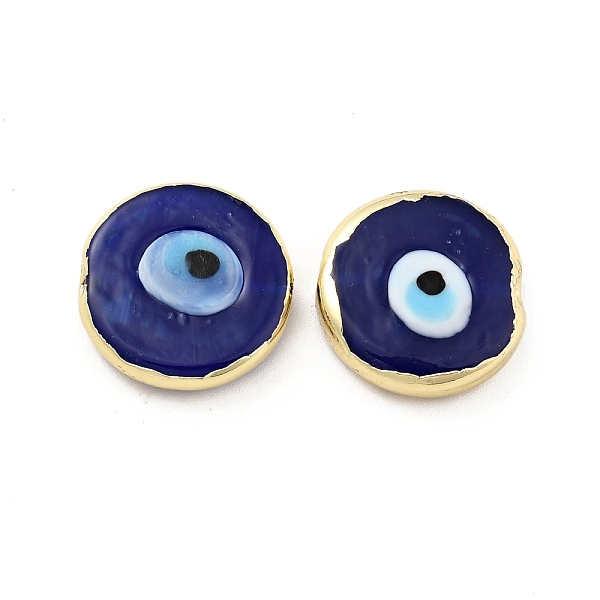 

PandaHall Rack Plating Handmade Evil Eye Lampwork Beads, with Brass Findings, Long-Lasting Plated, Flat Round, Marine Blue, 17.5~18x4.5~5mm...