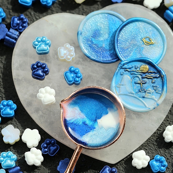 

PandaHall 150Pcs Sealing Wax Particles, for Retro Seal Stamp, Paw Print, Dodger Blue, 10mm Wax Paw Print