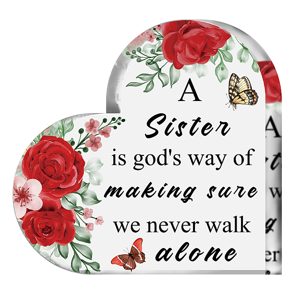 

PandaHall Acrylic Decoration, for Home, Living Room and Bedroom, Heart with Word, Flower Pattern, 150x150x10mm Acrylic Flower Red