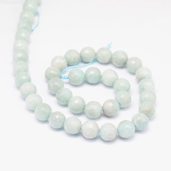 Faceted Round Natural Peru Amazonite Bead Strands
