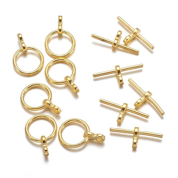 

PandaHall Tibetan Style Toggle Clasps, Cadmium Free & Lead Free, Donut, Golden, Donut: 12x1.5mm, Hole: 1.5mm, Bar: 8x19x1.5mm, Hole: 1.5mm...