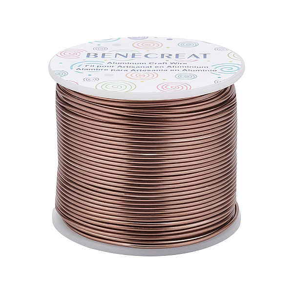 

PandaHall BENECREAT Matte Round Aluminum Wire, Coconut Brown, 15 Gauge, 1.5mm, 68m/roll Aluminum Round