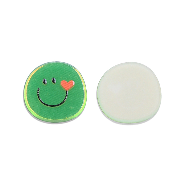 

PandaHall Electroplated Acrylic Cabochons, with Printed Smiling Face, Polygon, Medium Sea Green, 20.5x21x2.5mm Acrylic Smiling Face
