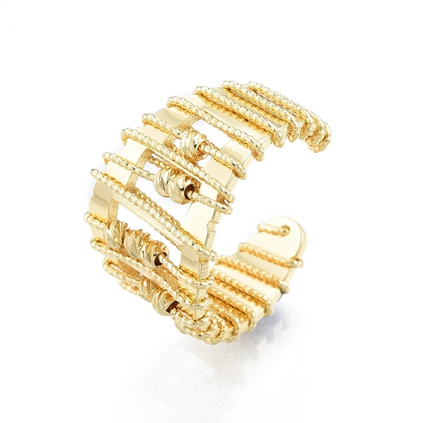 

PandaHall Brass Rotating Beaded Open Cuff Ring, Wire Wrap Chunky Ring for Anxiety Stress Relief, Golden, Inner Diameter: 15.5~16mm Brass