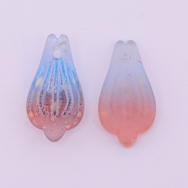 

PandaHall Handmade Lampwork Pendants, with Gold Foil, Jasmine Petals, Light Sky Blue, 19x10x3.5mm, Hole: 1mm Lampwork Petaline