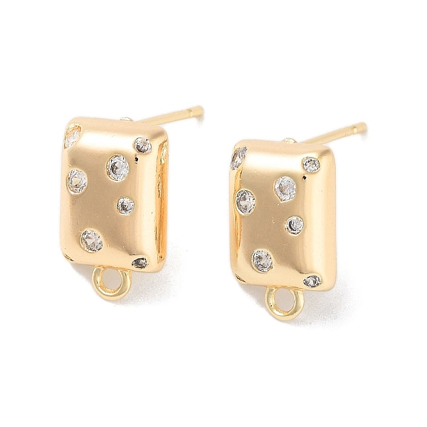 

PandaHall Brass Micro Pave Cubic Zirconia Stud Earring Findings, Rectangle, Real 18K Gold Plated, 13x8mm, Hole: 1.5mm, Pin: 0.8mm...