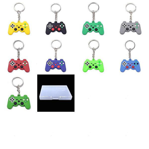 PandaHall 18Pcs 9 Colors PVC Game Controller Keychain, with Platinum Iron Ring Findings, Mixed Color, 8.05cm, 2pcs/color Plastic Others...