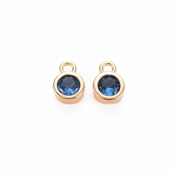 

PandaHall Brass Charms, with Rhinestone, Nickel Free, Real 18K Gold Plated, Flat Round, Sapphire, 8x5x3mm, Hole: 1.4mm Brass+Rhinestone Flat..., Blue