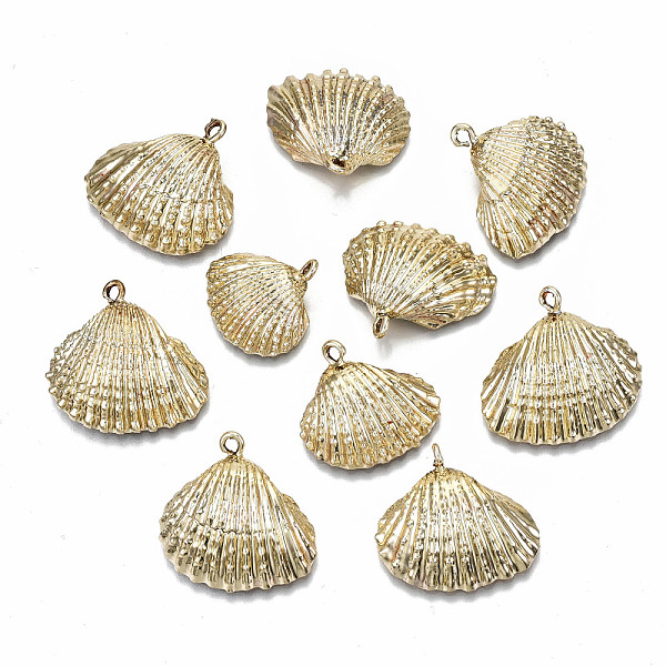 

PandaHall Electroplate Natural Shell Pendants, with Iron Loop, Shell, Gold, 19~25x19~26x7~9mm, Hole: 1.8mm Other Sea Shell Shell Shape