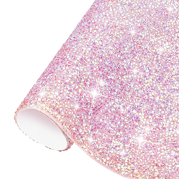 PandaHall Glitter Resin Hotfix Rhinestone(Adhesive On The Back), Rhinestone Trimming, Costume Accessories, Rectangle, Pink, 39.5x23.5x0.3cm...