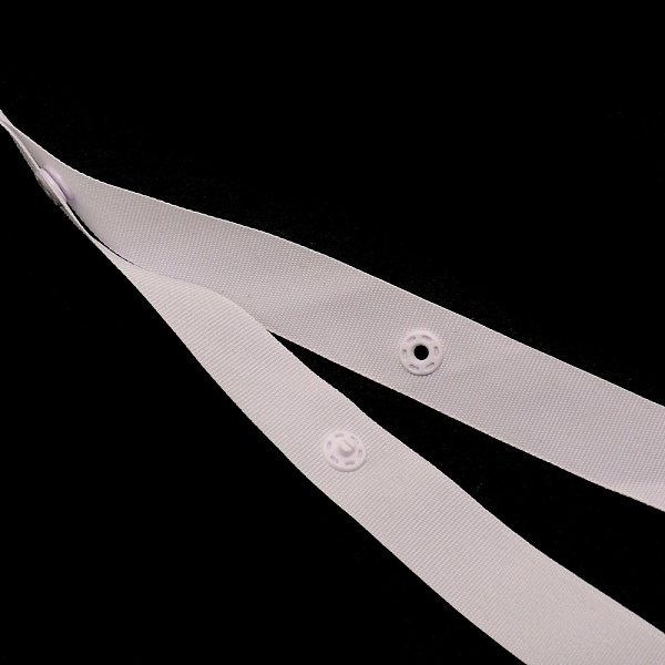

PandaHall Polyester Ribbons, with Plastic Buttons, White, 18x0.5mm Polyester None White