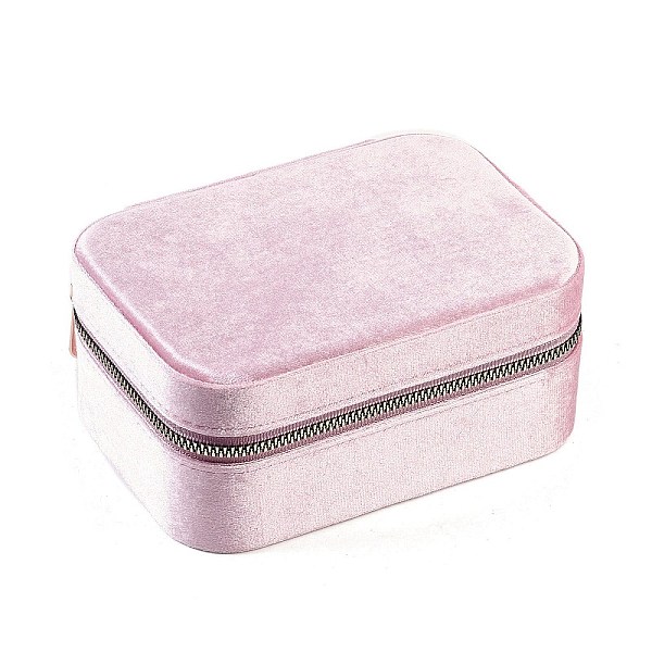 

PandaHall Italian Velvet Double Layers Jewelry Set Storage Zipper Boxes with Mirror Inside, Rectangle Jewelry Organizer Case for Earrings...